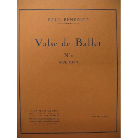 BÉNÉDICT Paul Valse de Ballet Piano 1936