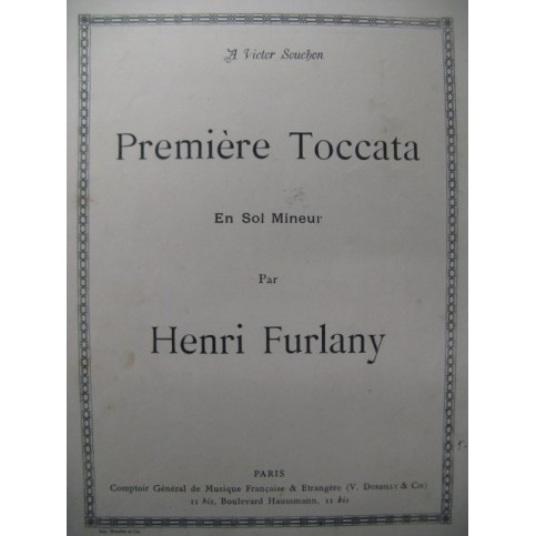 FURLANY Henri 1ère Toccata Piano 1886