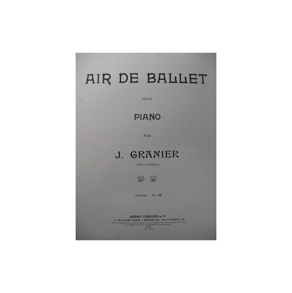 GRANIER J. Air de Ballet Piano ca1905