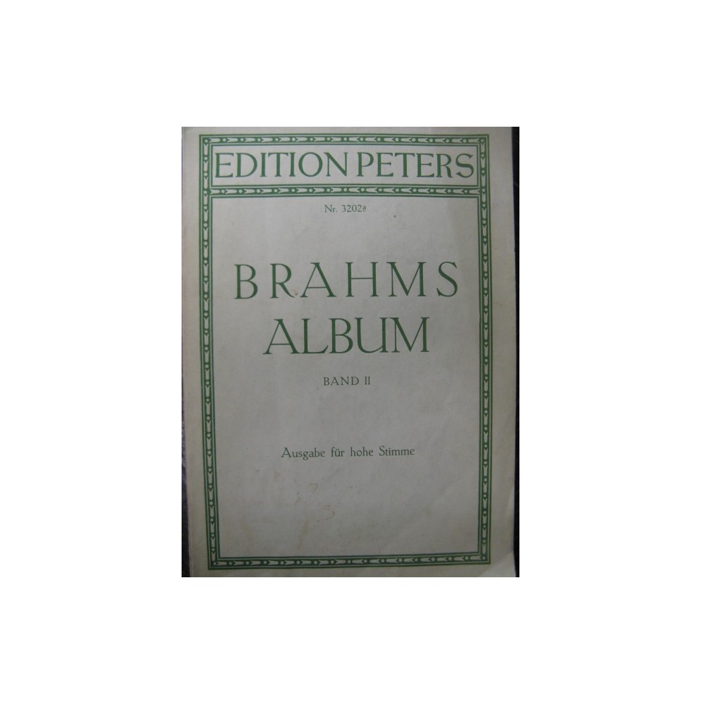 BRAHMS Johannes Lideder Band II Chant Piano