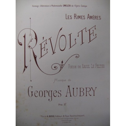 AUBRY Georges Révolte Chant Piano XIXe