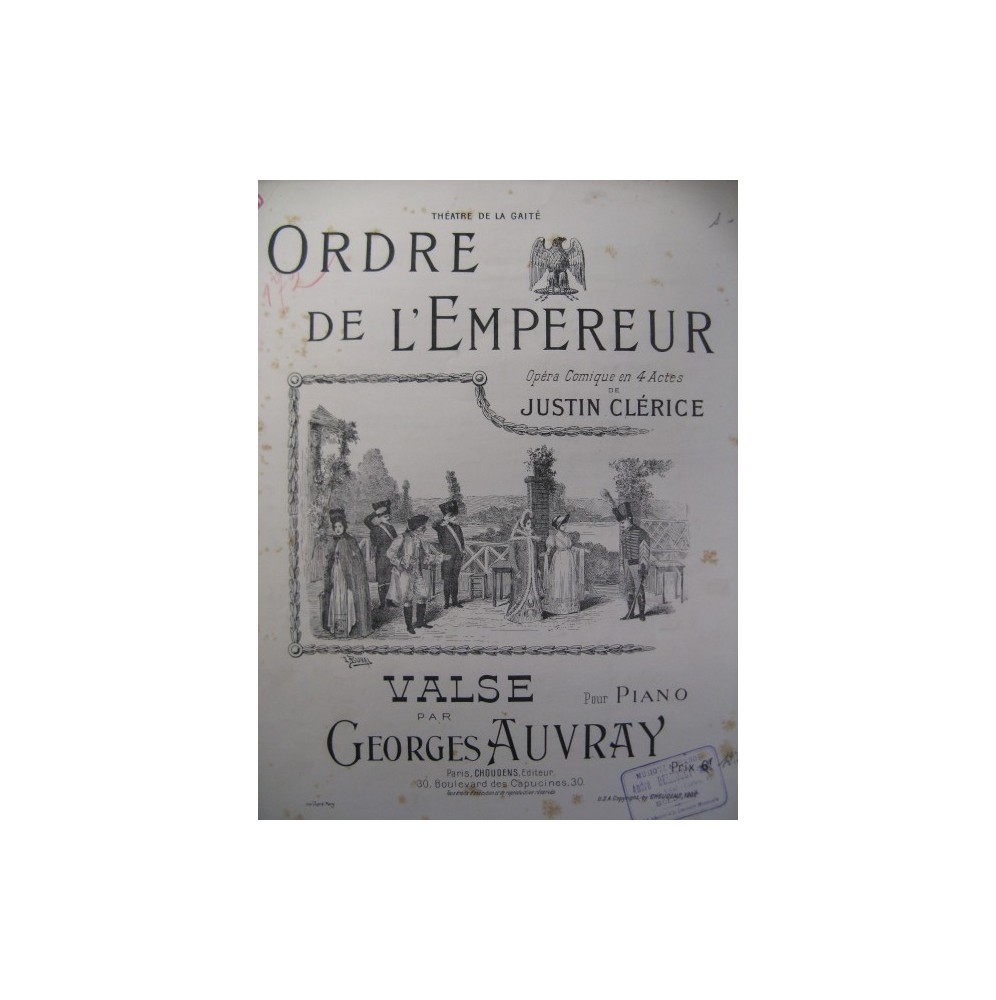 AUVRAY Georges Ordre de l'Empereur Clérice Piano 1902