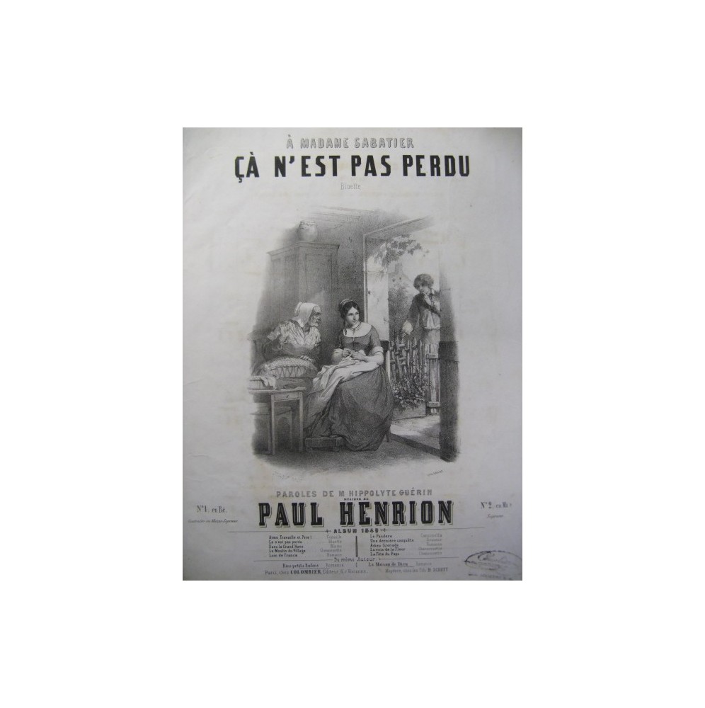 HENRION Paul Ca n'est pas perdu Chant Piano 1849﻿