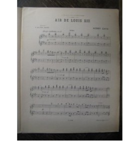 GHYS Henry Air de Louis XIII Piano 4 mains 1889