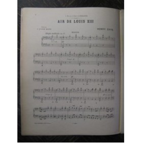 GHYS Henry Air de Louis XIII Piano 4 mains 1889