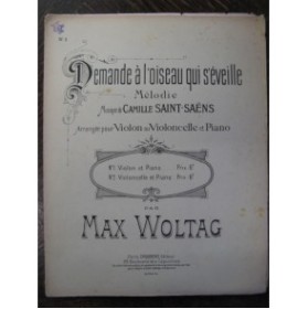 SAINT-SAËNS Camille Demande à l'Oiseau Violon Piano ca1905