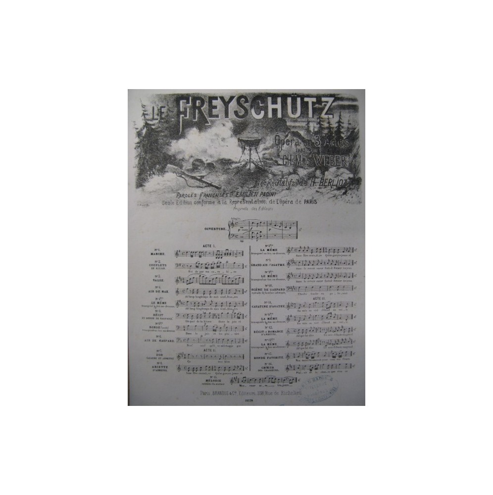 WEBER Le Freyschutz No 4 Air de Max Chant Piano 1876﻿