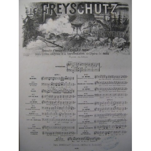 WEBER Le Freyschutz No 4 Air de Max Chant Piano 1876﻿