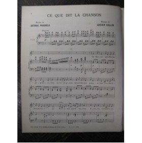 COLLIN Lucien Ce que dit la Chanson Chant Piano 1886