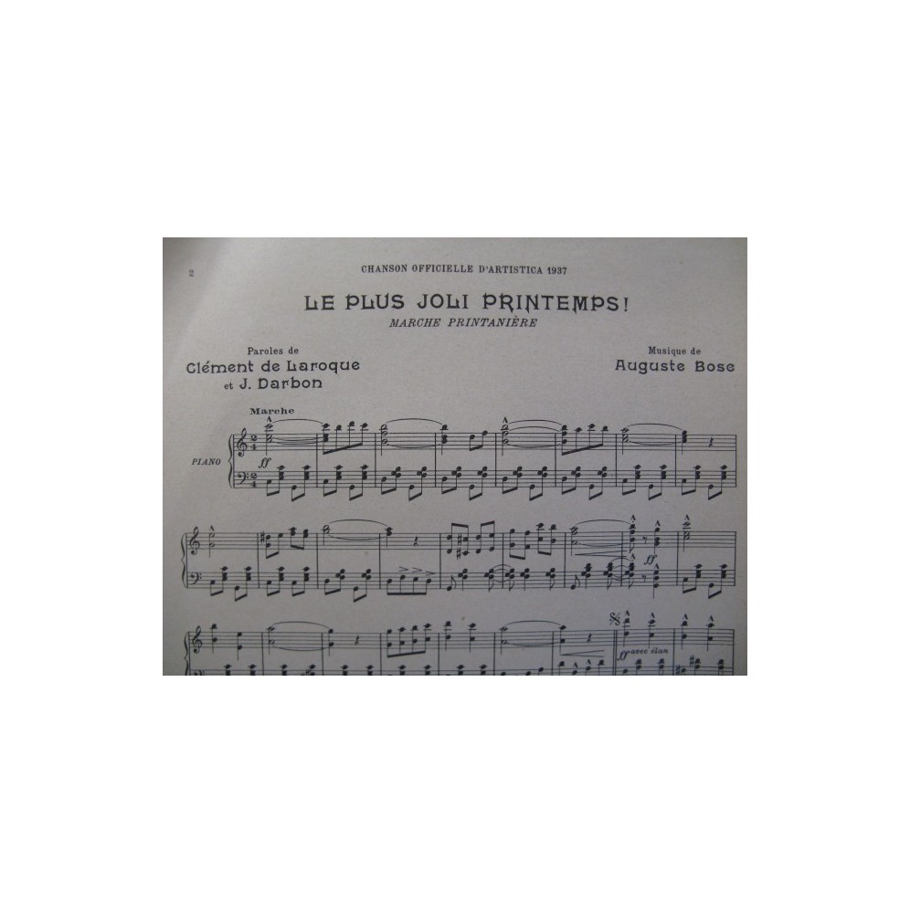 BOSC Auguste Le Plus Joli Printemps Chant Piano 1937