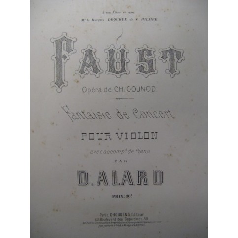 ALARD Delphin Fantaisie sur Faust Gounod Violon Piano ca1865
