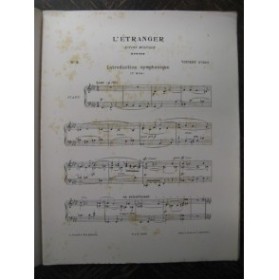D'INDY Vincent L'étranger Introduction Piano 1902