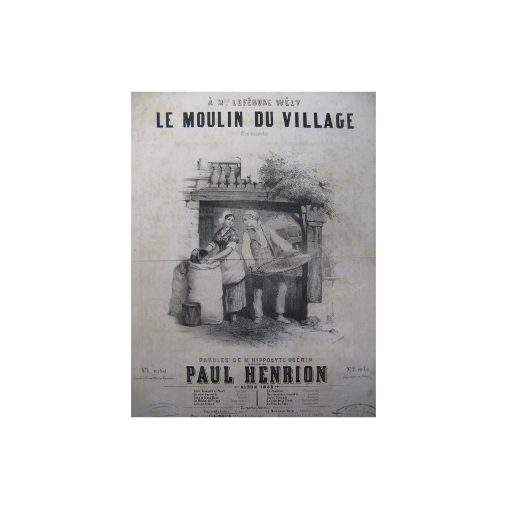 HENRION Paul Le Moulin du Village Chant Piano 1849