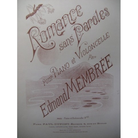 MEMBRÉE Edmond Romance Violoncelle Piano