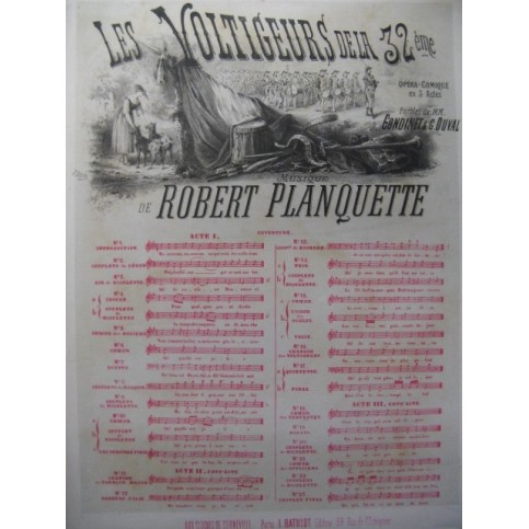 PLANQUETTE Robert Les Voltigeurs No 8 Chant Piano ca1880