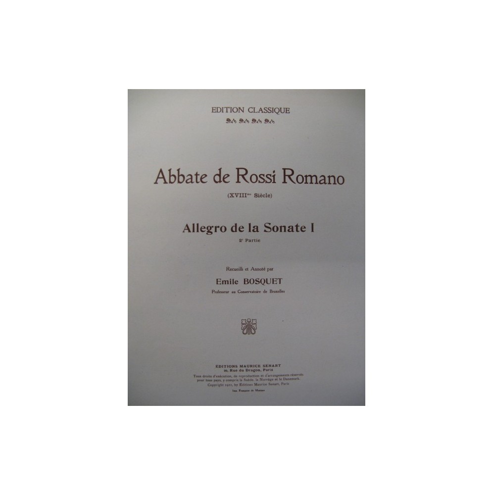 Abbate de Rossi Romano Allegro Sonate 1 Piano 1922