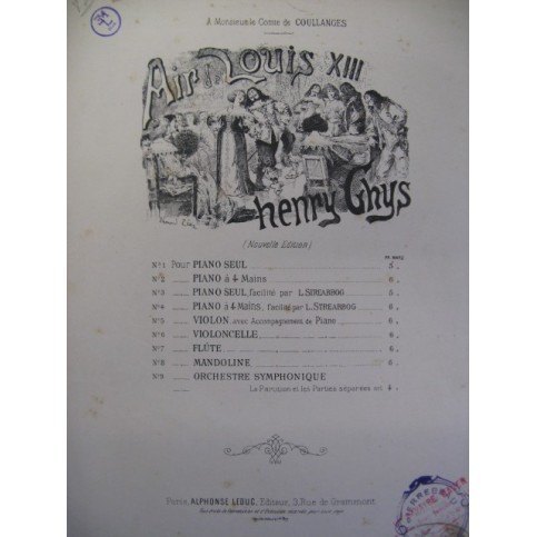 GHYS Henry Air de Louis XIII Piano 1889