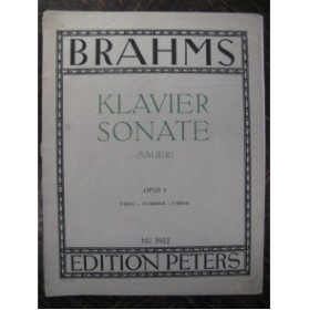 BRAHMS Johannes Sonate op 5 Piano