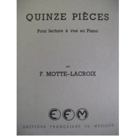 MOTTE-LACROIX F. 15 Pièces pour lecture à vue au Piano 1952
