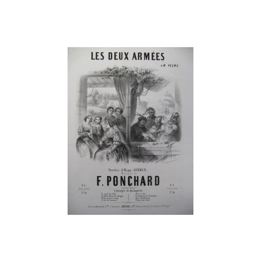 PONCHARD F. Les Deux Armées Chant Piano 1855