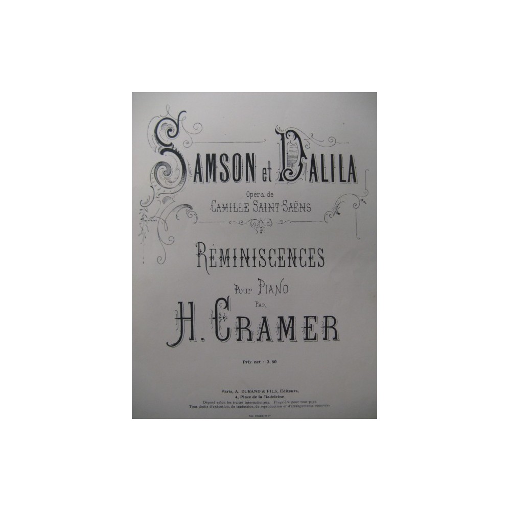 CRAMER H. Samson et Dalila Piano 1876