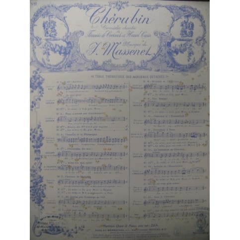 MASSENET Jules Chérubin No 11 Chant Piano 1905