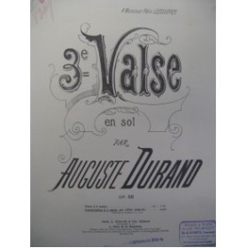 DURAND Auguste Valse No 3 Piano 4 mains 1910