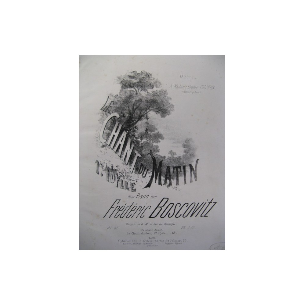 BOSCOVITZ Frédéric Le chant du Matin Piano 1868