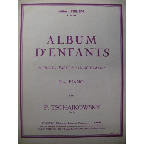 TSCHAIKOWSKY P. I. Album d'Enfants Piano