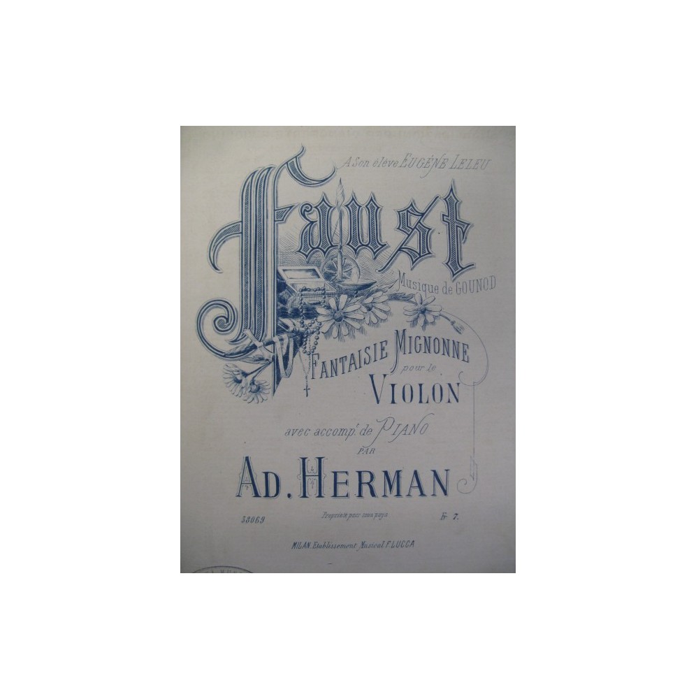 HERMAN Adolphe Faust Gounod Violon Piano XIXe