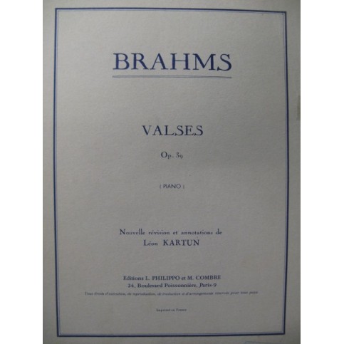 BRAHMS Johannes Valses Piano