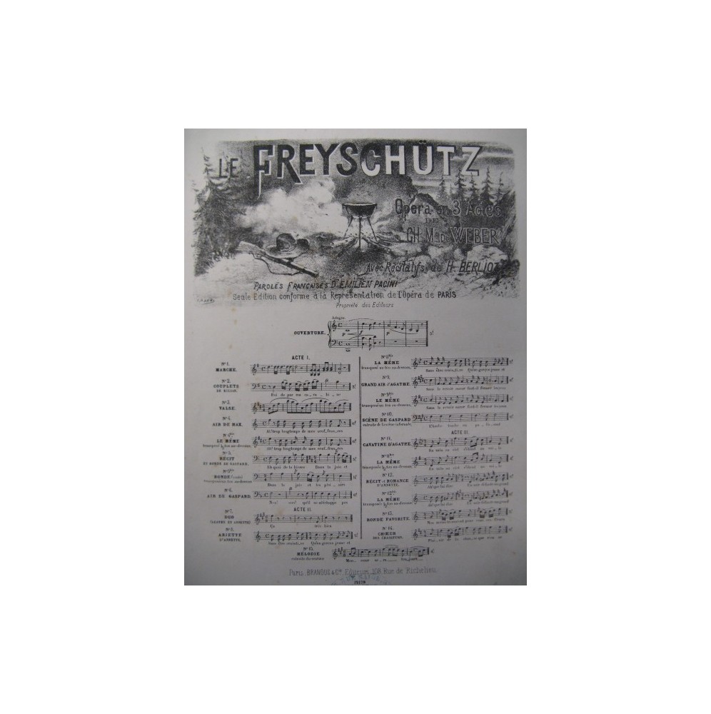 WEBER LE Freyschutz Ariette d'Annette Chant Piano 1876