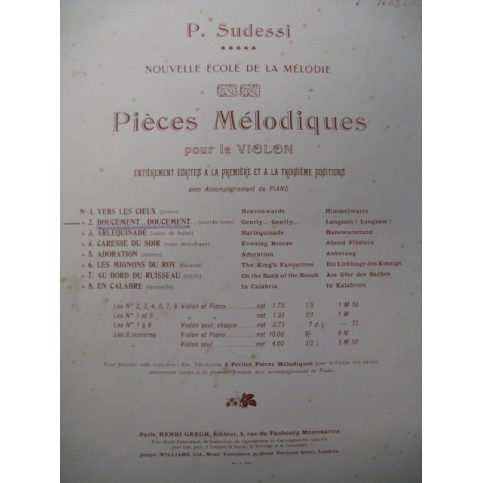 SUDESSI P. Doucement Violon Piano