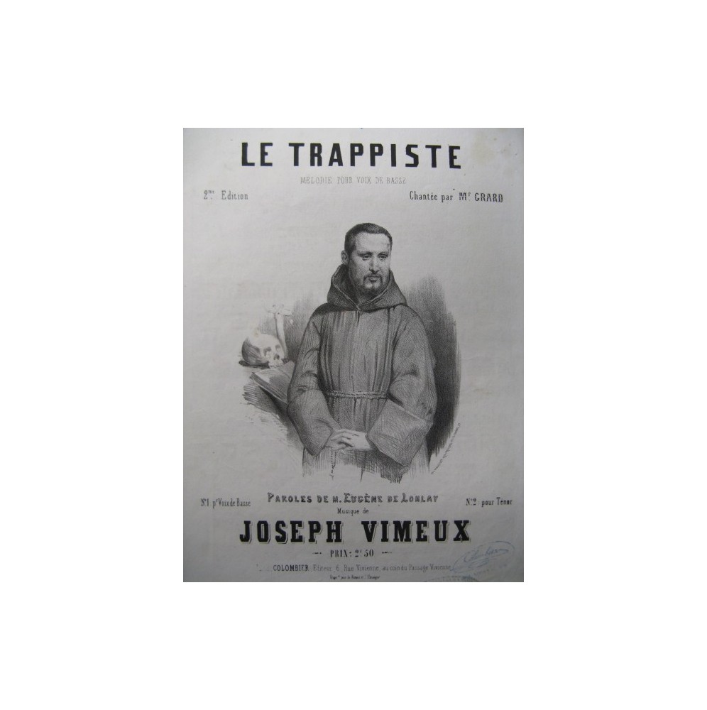VIMEUX Joseph Le Trappiste Chant Piano ca1860