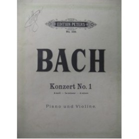 BACH J. S. Concerto No 1 Violon Piano