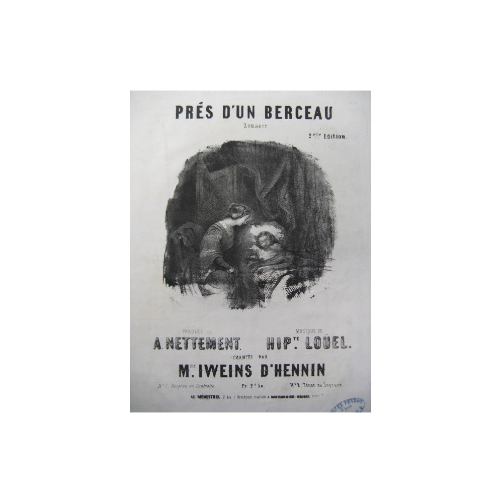 LOÜEL Hippolyte Près d'un Berceau Chant Piano ca1850