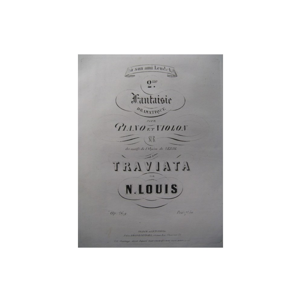 LOUIS N. 2e Fantaisie Violon Piano ca1865