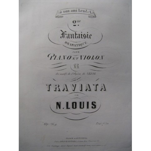 LOUIS N. 2e Fantaisie Violon Piano ca1865