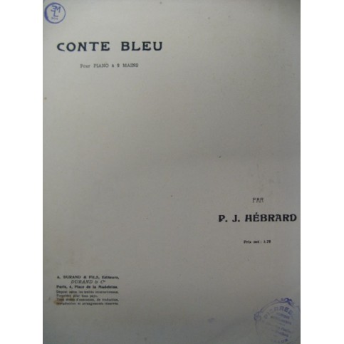 HÉBRARD P. J. Conte Bleu Piano 1926