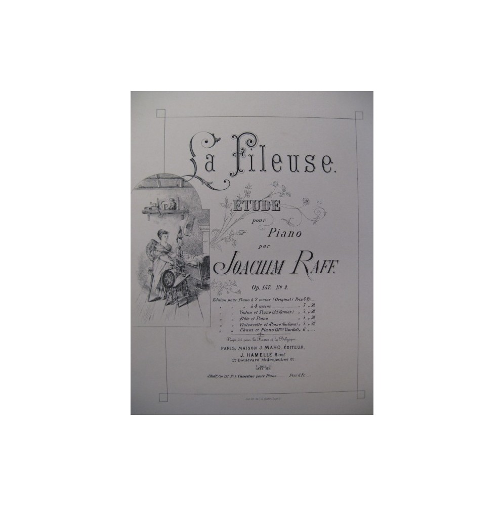RAFF Joachim La Fileuse Piano 1880