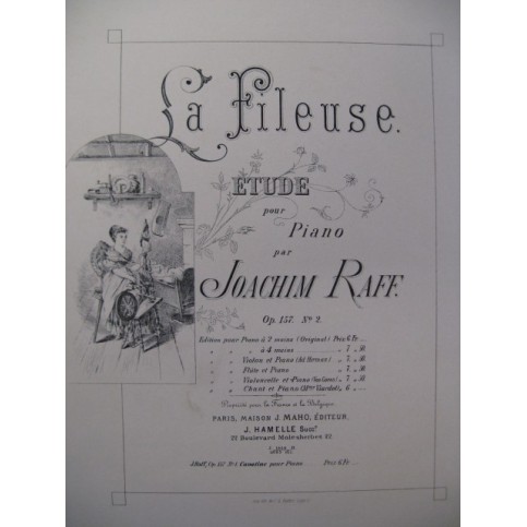 RAFF Joachim La Fileuse Piano 1880