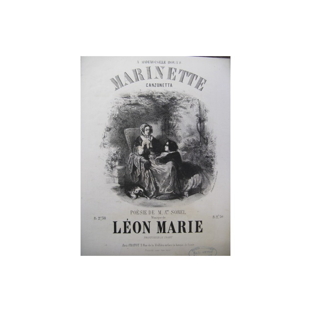 MARIE Léon Marinette Chant Piano ca1850