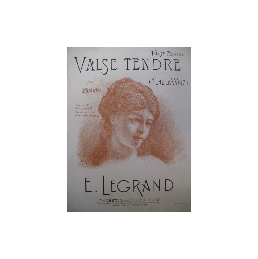 LEGRAND E. Valse Tendre Piano 1900