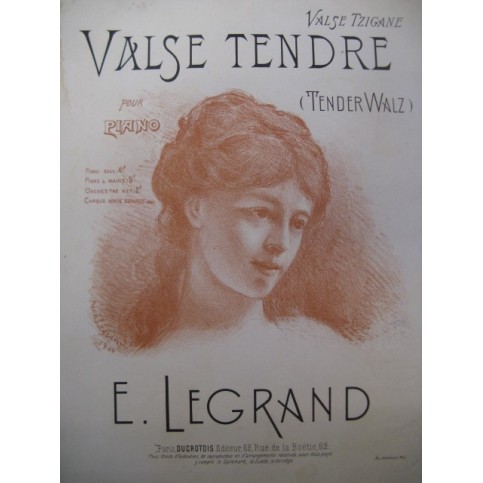 LEGRAND E. Valse Tendre Piano 1900