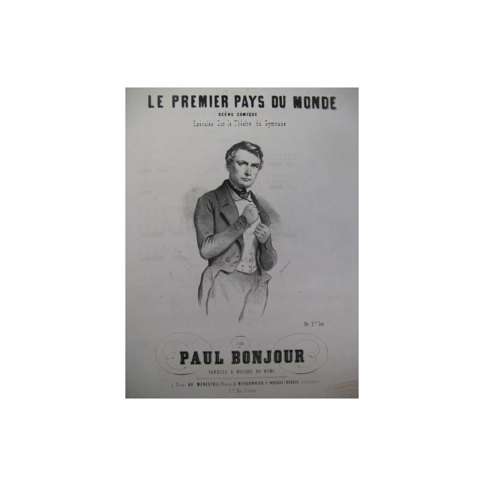 BONJOUR Paul Le Premier Pays du Monde Chant Piano ca1850