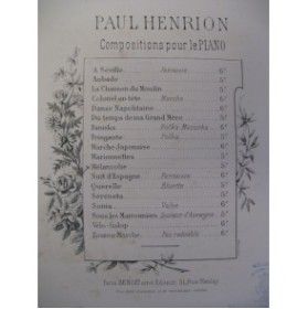 HENRION Paul Mélancolie Piano XIXe