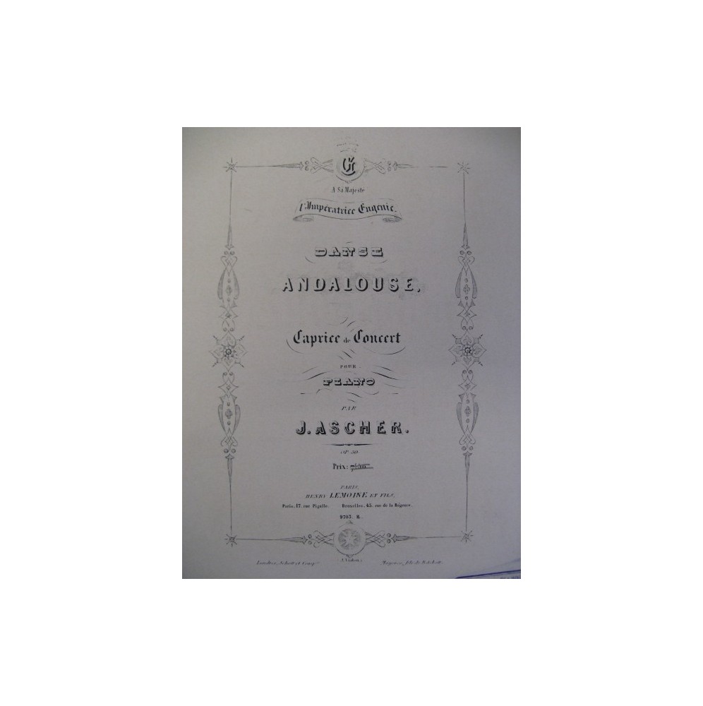 ASCHER J. Danse Andalouse Piano 1890