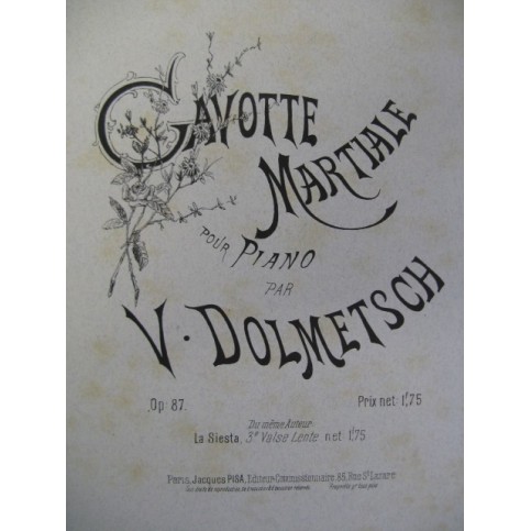 DOLMETSCH Victor Gavotte Martiale Piano XIXe