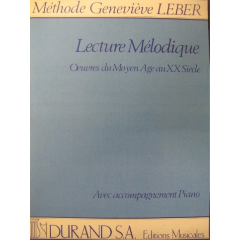 LEBER Geneviève Lecture Mélodique Chant Piano 1985