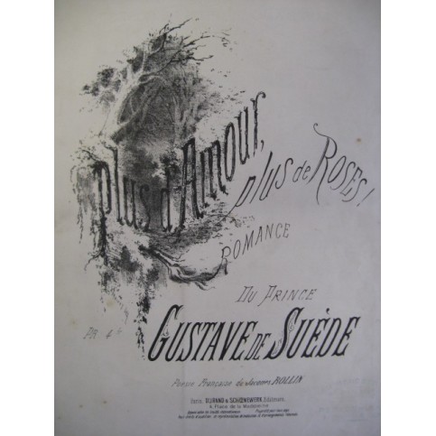 GUSTAVE de Suède Plus d'Amour Chant Piano 1870